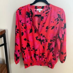 Allison Joy Red and Pink Floral Blouse